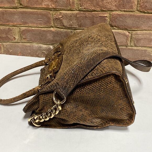 Michael Kors Hamilton Brown Python Snakeskin Leather Bag - Picture 7 of 16